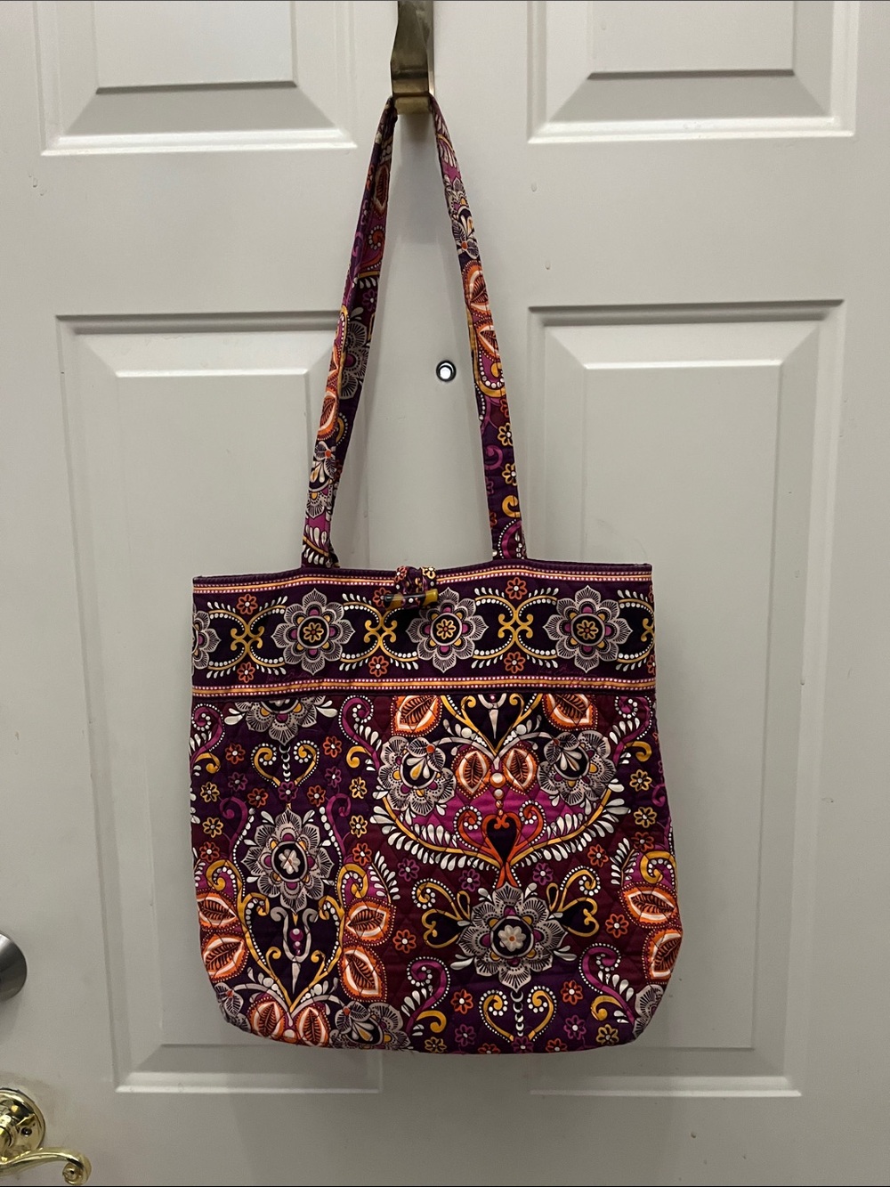 Vera Bradley Purple Paisley Floral Quilted Tote